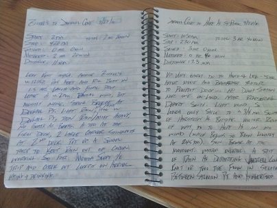page of sweet pea's logbook